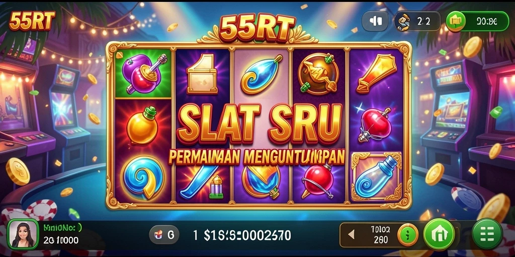 Screenshot gameplay Slot 55RT menampilkan serunya bermain dengan tema yang beragam.