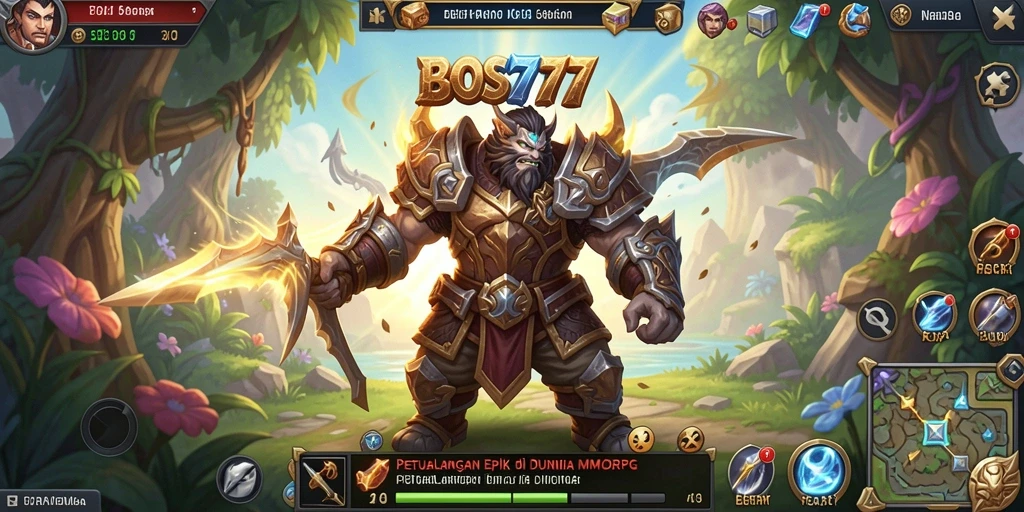 Screenshot gameplay BOS777 menunjukkan pertempuran seru antara karakter dan monster.