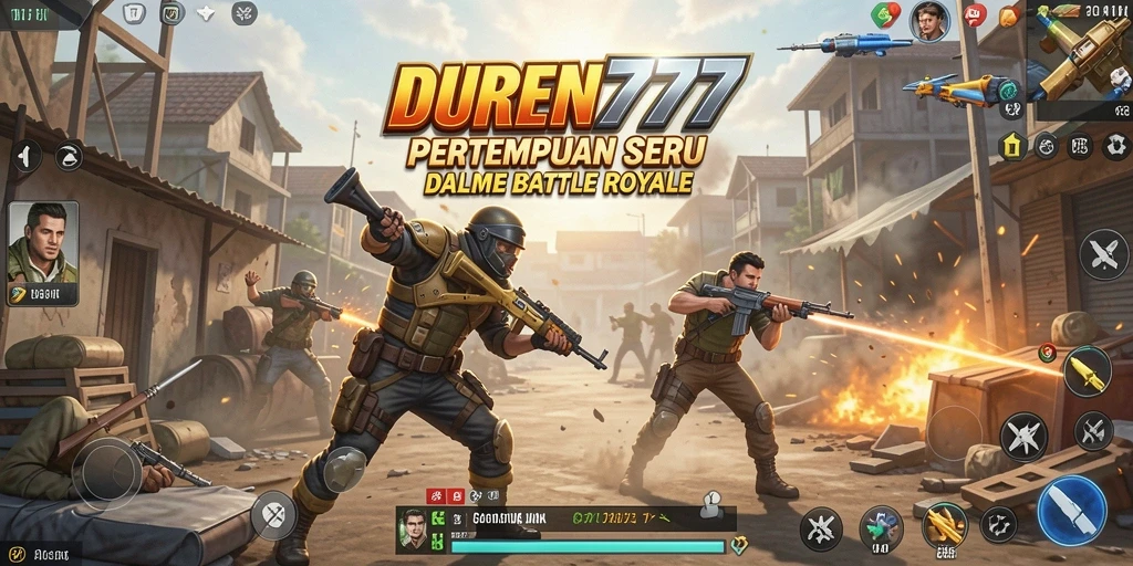 Screenshot gameplay DUREN777 menampilkan aksi Battle Royale yang mendebarkan.