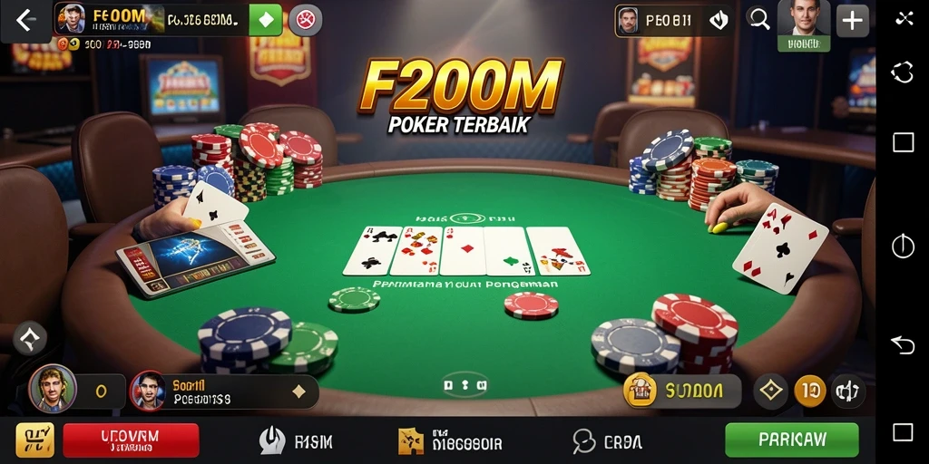 Screenshot gameplay F200M menunjukkan serunya bermain Poker secara langsung.