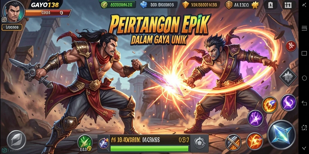 Screenshot gameplay GAYO138 yang menunjukkan pertarungan intens.