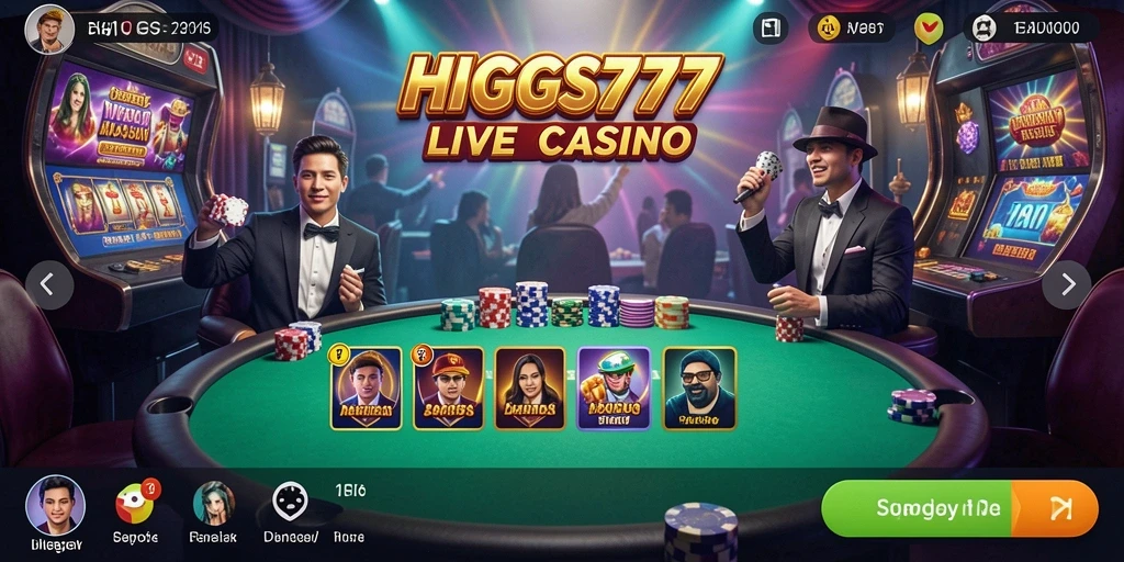 Screenshot gameplay HIGGS777 yang menampilkan momen seru di Live Casino.