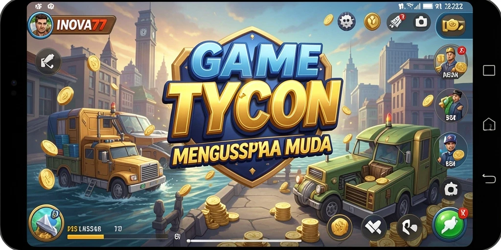 Tampilan gameplay INOVA77 yang menampilkan pengelolaan bisnis yang seru.