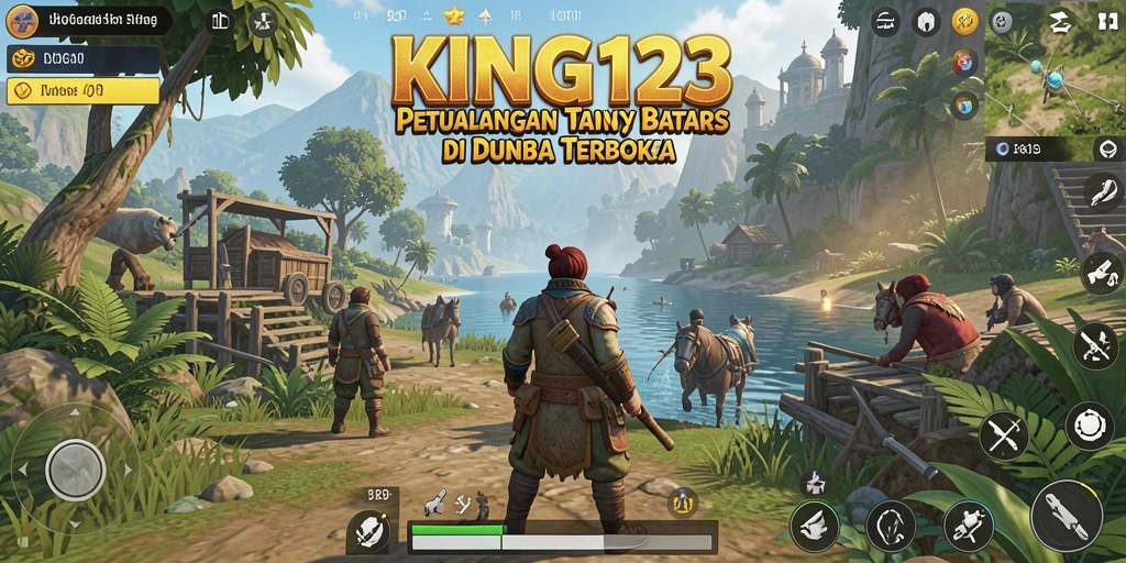 Gameplay KING123 menunjukkan petualangan eksplorasi di dunia terbuka.