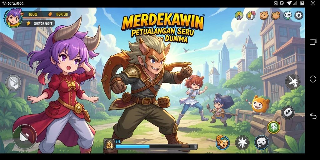 Tangkapan layar menunjukkan momen seru gameplay di dunia Anime MERDEKAWIN.