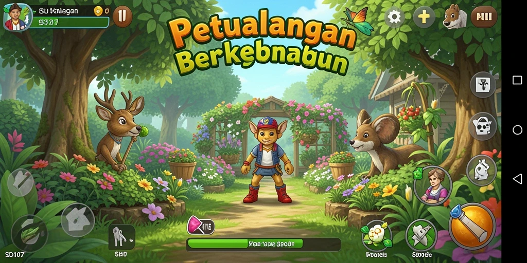 Tampilan menyenangkan dari gameplay petualangan berkebun SD107.