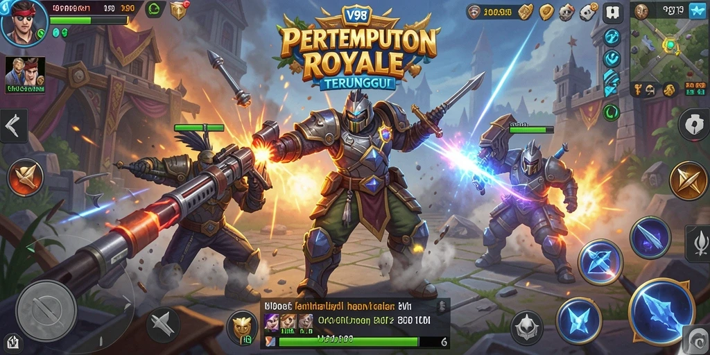 Tampilan gameplay V98 dengan aksi Battle Royale yang mendebarkan.