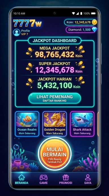 Tampilan antarmuka modern dari 7777w.